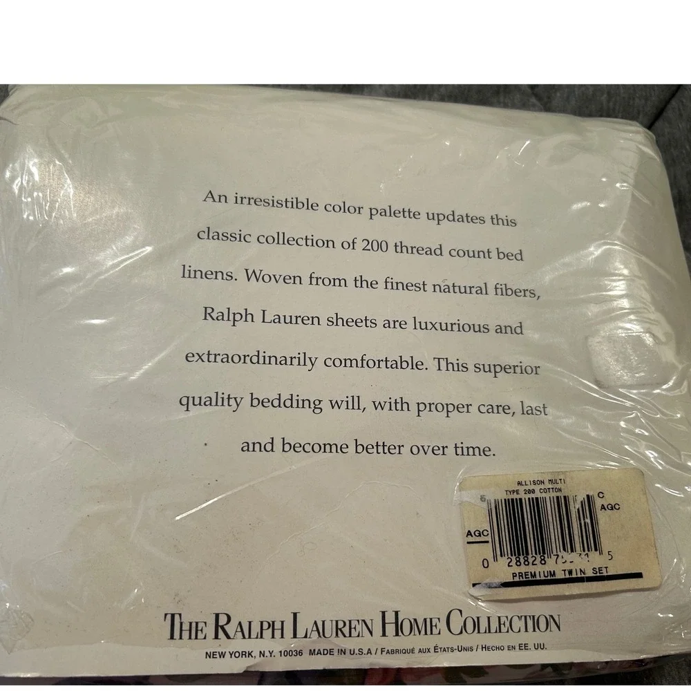 Ralph Lauren Allison Multi Twin Sheet Set 100% Cotton Floral 200 TC‎ Vintage New